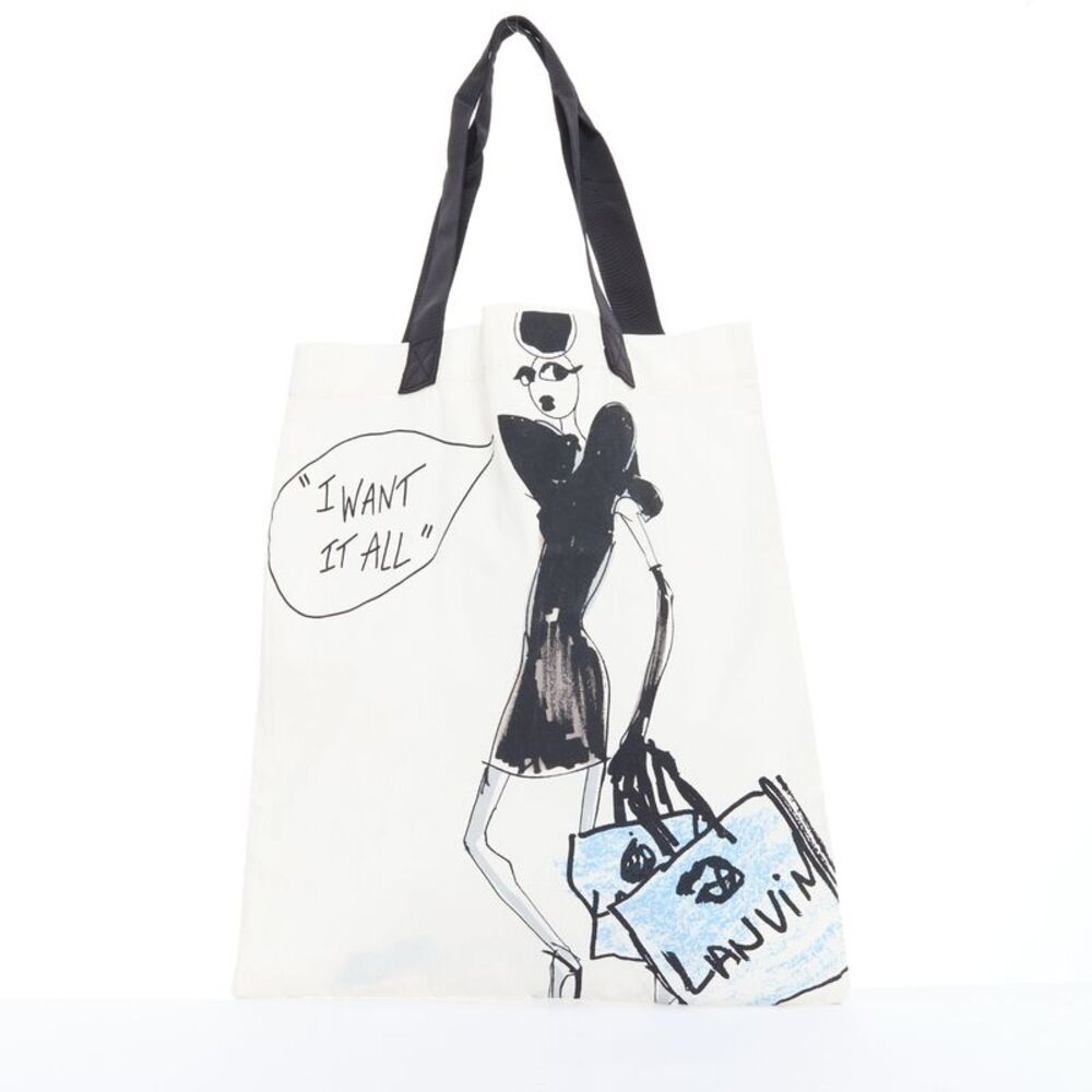 Lanvin Fashion Sketch Printed Canvas Tote Bag